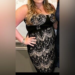 City Chic Black and Cream Lace Dress